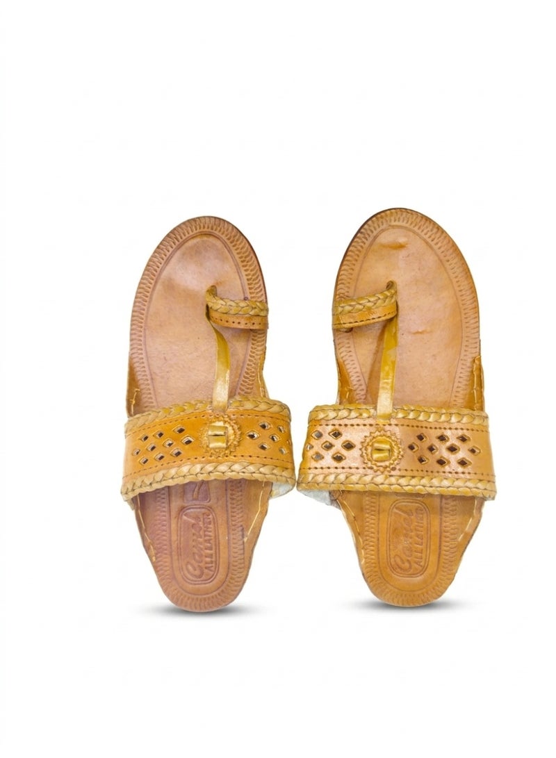 Kolhapuri Leather Sandals for Men, Traditional Brown - Image 1