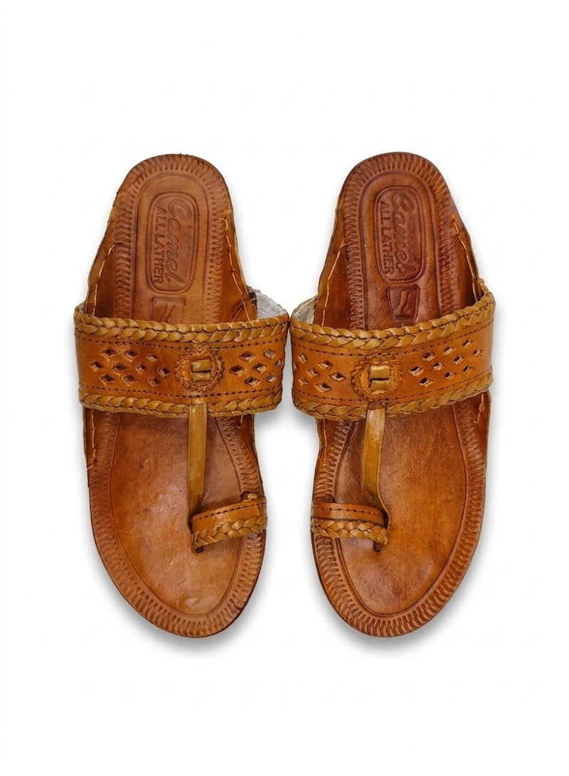 Kolhapuri Leather Sandals for Men, Traditional Brown - Image 2