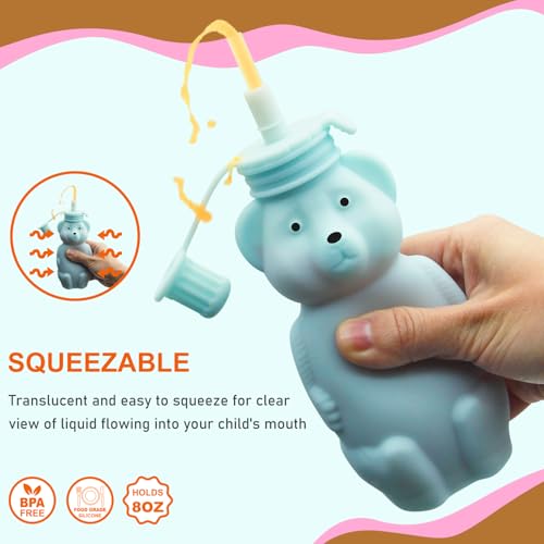 Mootikar Honey Bear Silicone Straw Cup, Babies Water Drinking Cup, 8-Ounce Therapy Sippy Bottles for Speech and Feeding Training, BPA Free & Dishwasher Safe (PINK) - Image 4