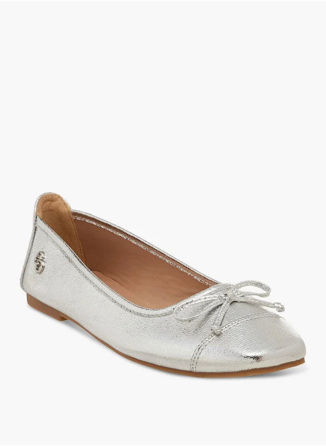 Celeste Women's Textured Slip-On Ballerina with Bow Detail