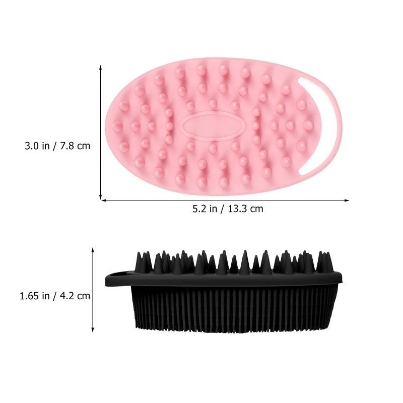 Dual Color Silicone Body Scrubber Exfoliating Bath Brush 2pcs with Hanging Hook for Sensitive Skin - Image 3