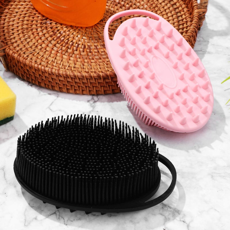 Dual Color Silicone Body Scrubber Exfoliating Bath Brush 2pcs with Hanging Hook for Sensitive Skin - Image 5