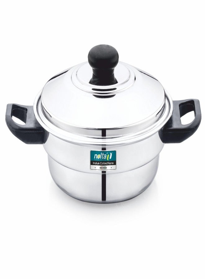 NOLTA Stainless Steel Induction Base Multi Kadhai with Steamer, 1yr Replace Guarantee, Multi Cooker Steaming Pot for Idli, Dhokla, Mini Idlies, Modaks (6 Idli Maker) - Image 1