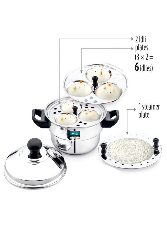 NOLTA Stainless Steel Induction Base Multi Kadhai with Steamer, 1yr Replace Guarantee, Multi Cooker Steaming Pot for Idli, Dhokla, Mini Idlies, Modaks (6 Idli Maker) - Image 4