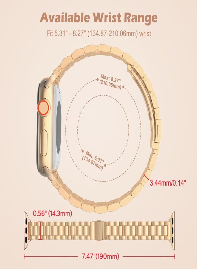 MoKo Slim Metal Band Compatible with Apple Watch Series 11/10 42mm, 9/8/7 41mm, SE3/SE2/SE/6/5/4 40mm, 3/2/1 38mm, Stainless Steel Thin Band Replacement Strap iWatch Wristband for Women, Rose Gold - Image 5