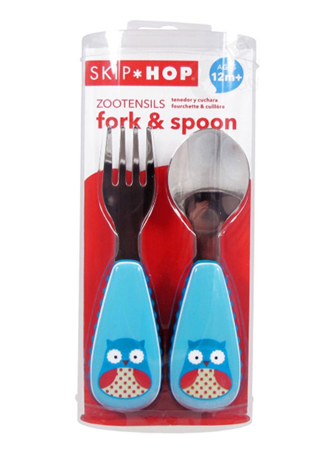 NIBEMINENT Zootensils Owl Baby Cutlery, Pack Of 2 - Multicolour - Image 2