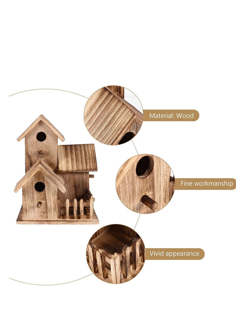 SYOSI Wooden Bird Houses, PRE-Assembled Wooden Bird House for Outdoor Hanging, Natural Cedar Outside Garden Patio Decorative for Dove Finch Wren Robin Sparrow Hummingbird - Image 3