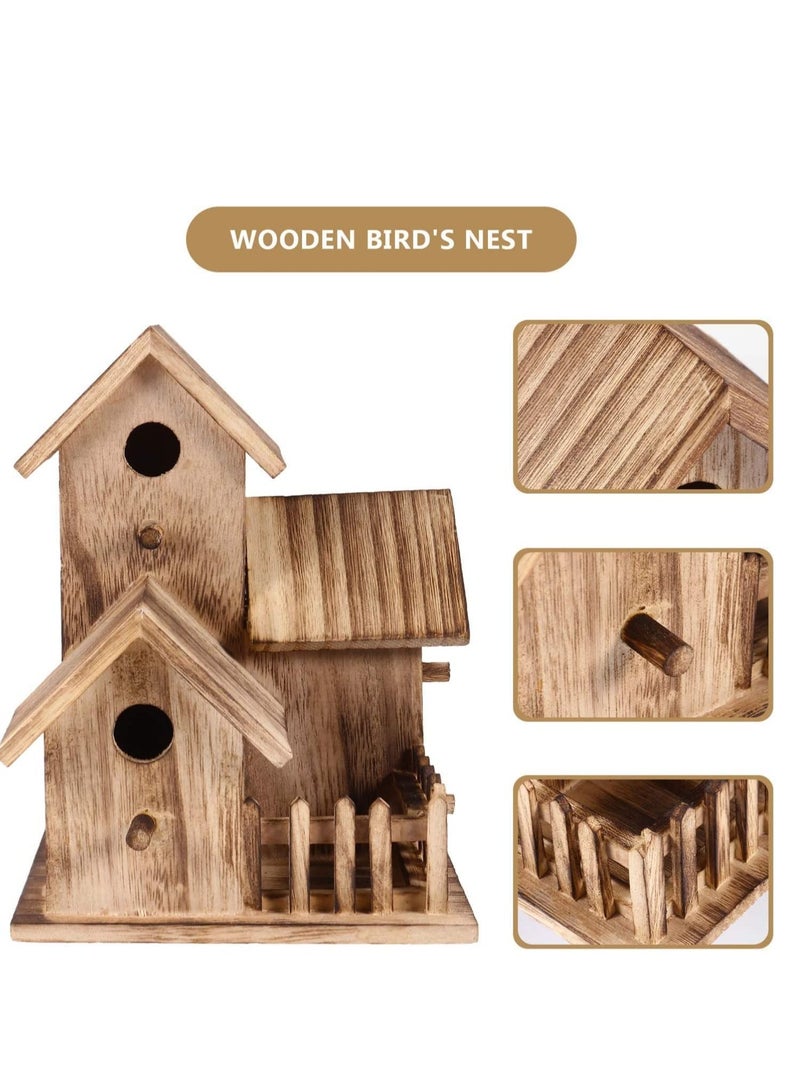 SYOSI Wooden Bird Houses, PRE-Assembled Wooden Bird House for Outdoor Hanging, Natural Cedar Outside Garden Patio Decorative for Dove Finch Wren Robin Sparrow Hummingbird - Image 2