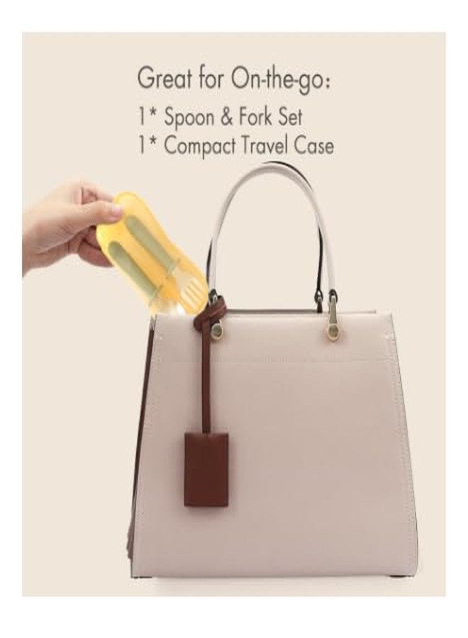 NURTUREBLOOM, Stainless Steel and BPA Free Silicone Fork and Spoon Set with Travel Case for Baby/Toddler (Cream) - Image 2