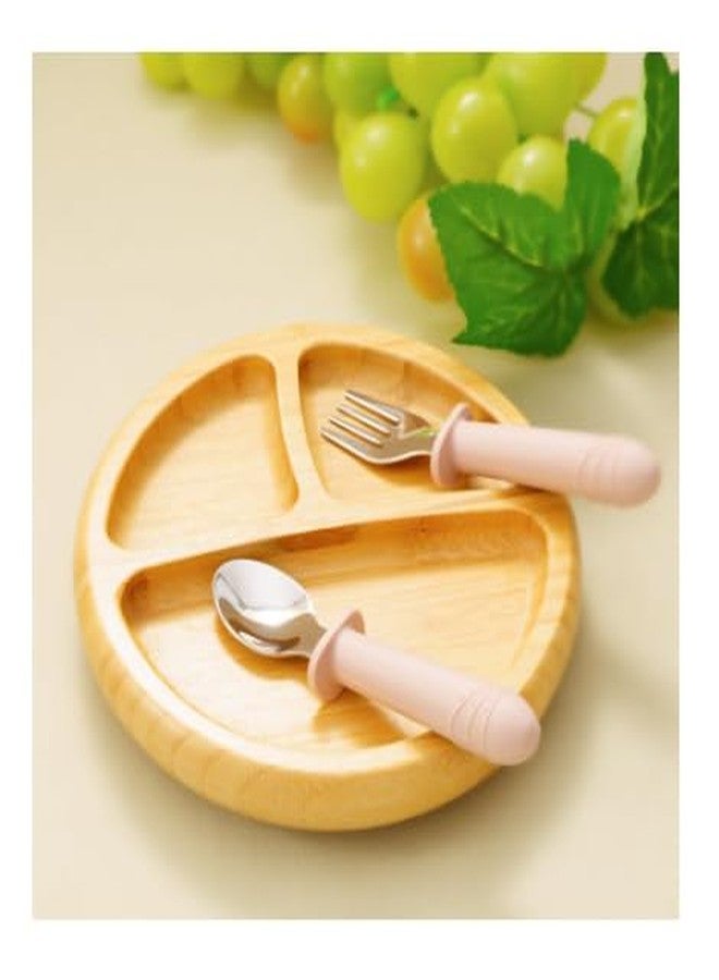 NURTUREBLOOM, Stainless Steel and BPA Free Silicone Fork and Spoon Set with Travel Case for Baby/Toddler (Cream) - Image 5
