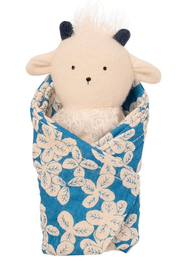 Manhattan Toy Manhattan Toy Embroidered Plush Goat Baby Rattle + Soft Cotton Burp Cloth, 16 x 16 Inches - Image 1