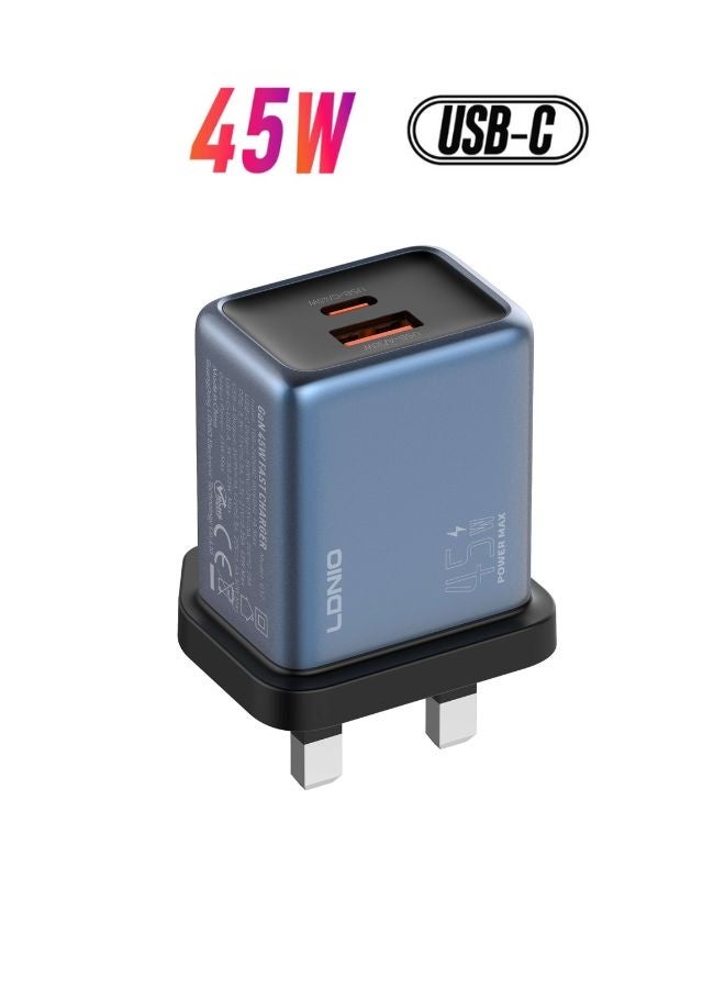 LDNIO 45W GaN Super Fast Charging Adapter Q12 – Dual USB-C & USB-A Charger with Smart Chip, Heat Protection for iPhone & Samsung Galaxy Devices - Image 1