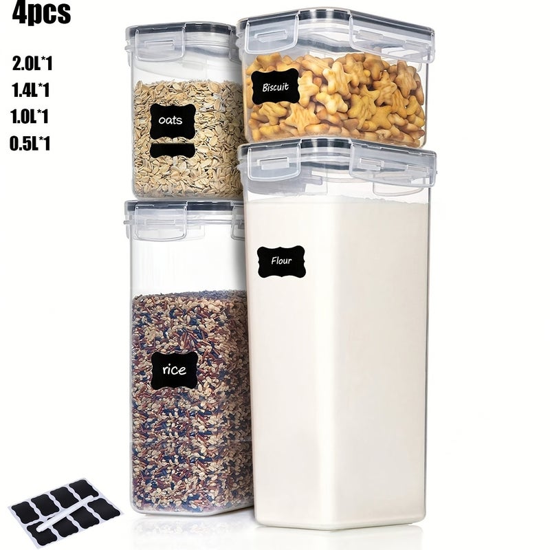 4/8/10pcs THELIFE Airtight Food Storage Containers with Locking Lids - Plastic Pantry Suitable for RV Refrigerators, Stackable Canisters with Labels & Marker, Containers for Cereal, Flour, Sugar, Spices - Image 1