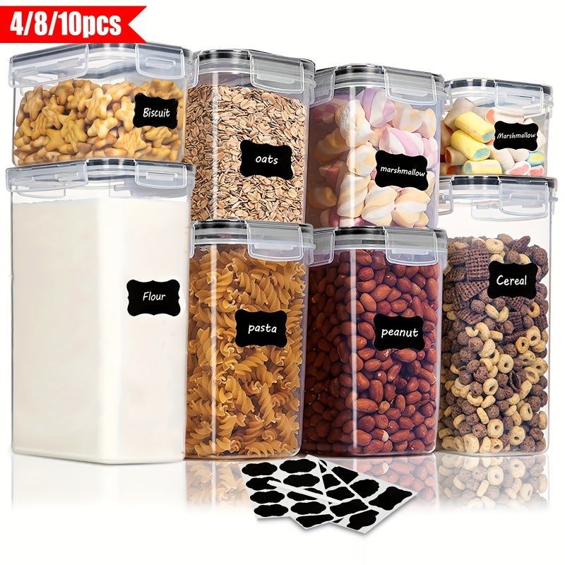 4/8/10pcs THELIFE Airtight Food Storage Containers with Locking Lids - Plastic Pantry Suitable for RV Refrigerators, Stackable Canisters with Labels & Marker, Containers for Cereal, Flour, Sugar, Spices - Image 2