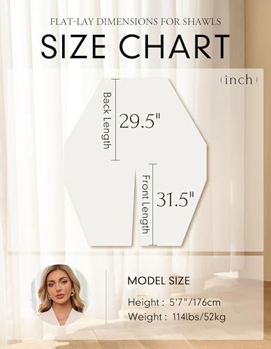 PULI Women's Elegant Shawl Wraps Soft Open Front Poncho Sweater for Spring Fall Winter ivory white - Image 5