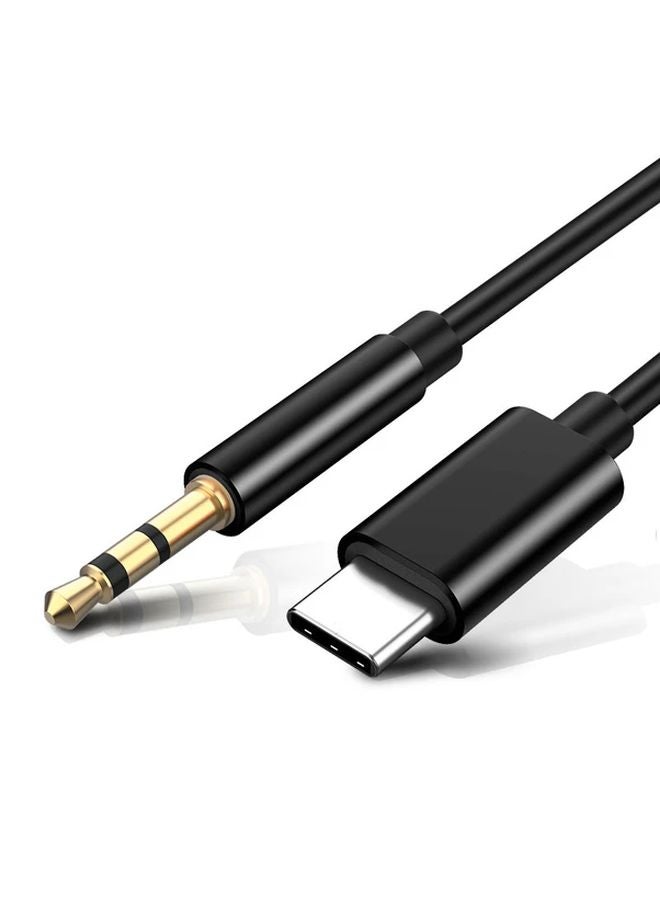 Black Type C To 3 5mm Audio Cable AUX Car Listening Navigation Cable 1 Meter - Image 1