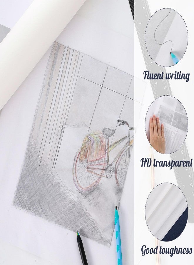 Prudiut Tracing Paper Roll 24in x 30yd, White Trace Paper Pattern Paper Translucent Tracing Paper for Sewing, Drawing, Sketching, Gift Wrapping - Image 3