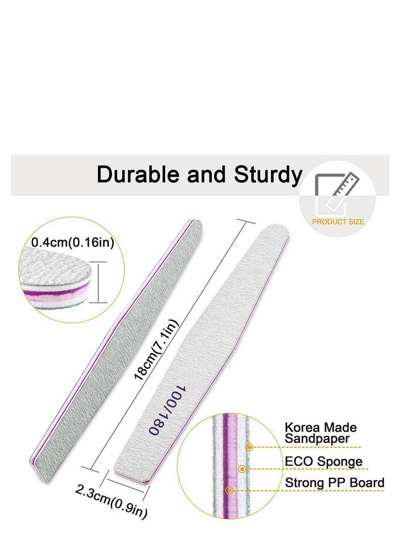 Professional Nail Files Set, 12pcs Emery Board Nail Files for Natural and Acrylic Nails - Fine Grit Manicure Tools - Coarse Washable Fingernail Files - 100/180 Grit - Image 4