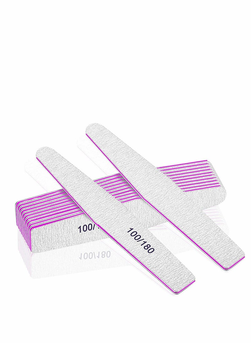 Professional Nail Files Set, 12pcs Emery Board Nail Files for Natural and Acrylic Nails - Fine Grit Manicure Tools - Coarse Washable Fingernail Files - 100/180 Grit - Image 1
