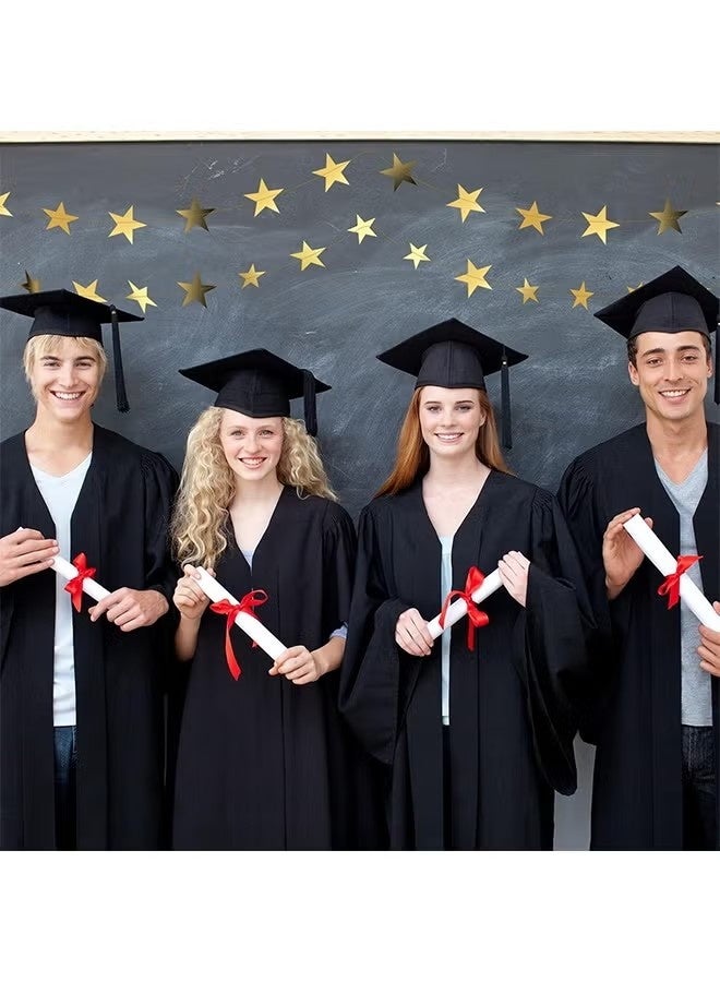 لافتة زينة لامعة مزدوجة الجوانب على شكل نجمة ذهبية بطول 26 قدمًا، قطعتان من زينة النجوم الورقية العاكسة لتزيين حفلات أعياد الميلاد وحفلات الزفاف وحفلات استقبال المولود الجديد - Image 3