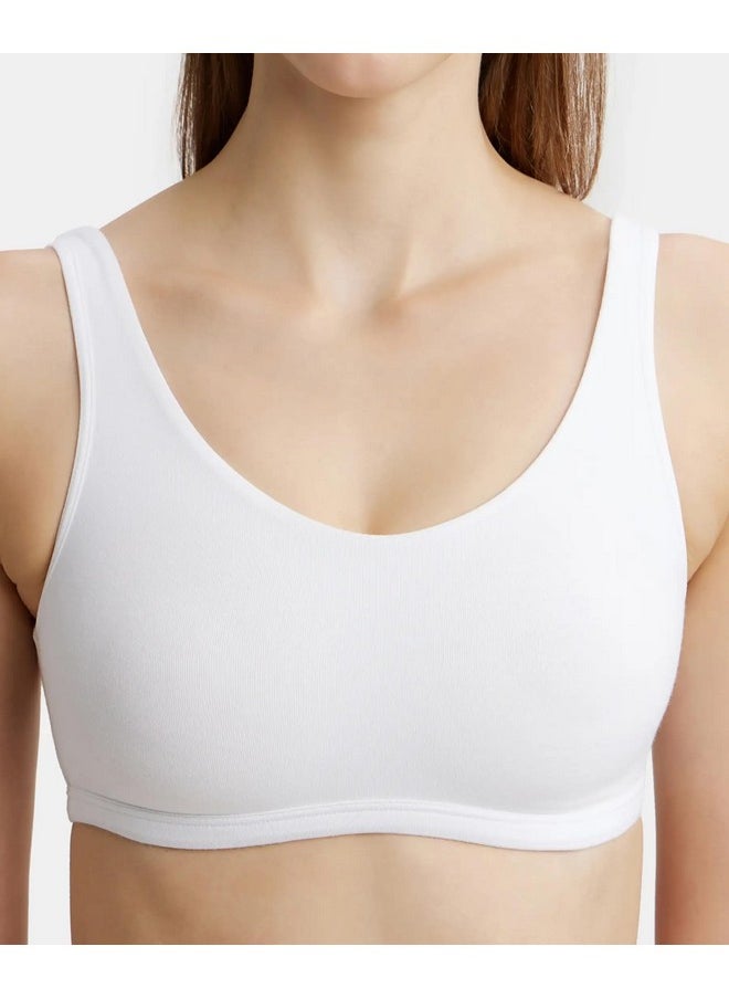 JOCKEY Jockey 1550 Women's Super Combed Cotton Elastane Stretch Slip On Crop Top_White_L  - Image 4