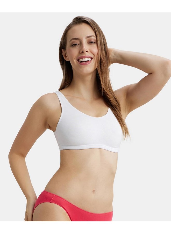 JOCKEY Jockey 1550 Women's Super Combed Cotton Elastane Stretch Slip On Crop Top_White_L  - Image 3