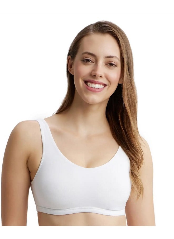 JOCKEY Jockey 1550 Women's Super Combed Cotton Elastane Stretch Slip On Crop Top_White_L  - Image 1