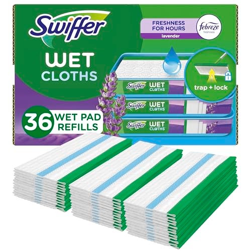 Swiffer Sweeper Wet Mopping Cloth Multi Surface Refills Mops for Floor Cleaning Febreze Lavender Scent 36 Count
