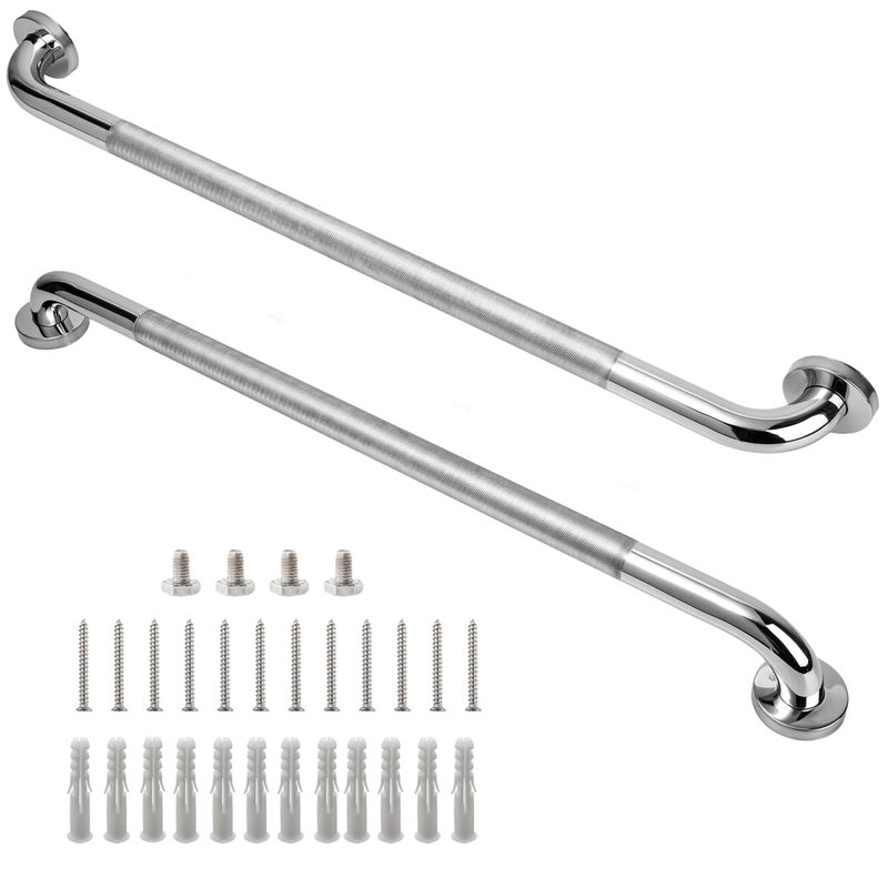 Rackickyer Shower Grab Bar 2 Pack 32 Inch Bathroom Grab Bar 125 Diameter 304 Stainless Steel AntiSlip Grab Bars for Bathtubs and Showers Handicap Shower Grab Bar for Seniors Elderly - Image 2