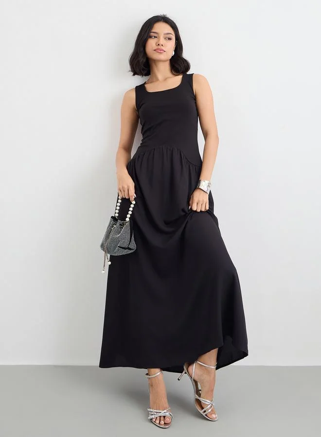 ستايلي Styli Plain Sleeveless A-Line Maxi Dress