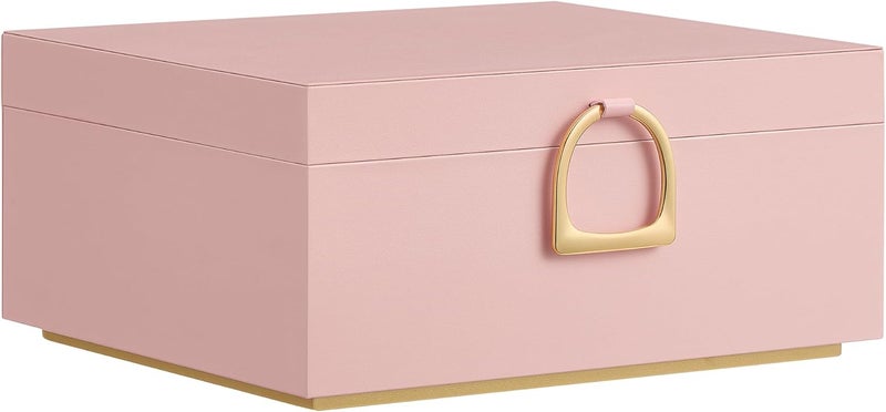 SONGMICS 2-Layer Jewelry Box, Jewelry Organizer with Handle, Removable Jewelry Tray, Jelly Pink - Image 1