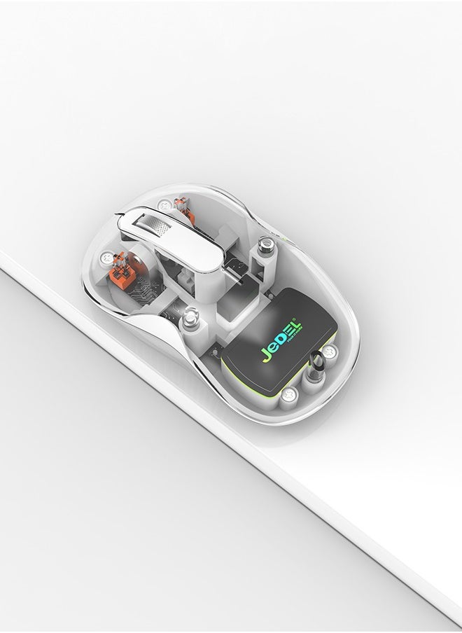 JeDEL - WD141 Wireless Bluetooth Gaming Mouse for Windows, Mac, IOS, Android, Slim Transparent Dual Mode (Bluetooth 5.1 + USB 2.4Ghz) Mouse with USB Receiver, 1200 DPI, White - Image 1