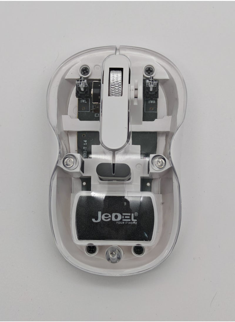 JeDEL - WD141 Wireless Bluetooth Gaming Mouse for Windows, Mac, IOS, Android, Slim Transparent Dual Mode (Bluetooth 5.1 + USB 2.4Ghz) Mouse with USB Receiver, 1200 DPI, White - Image 1