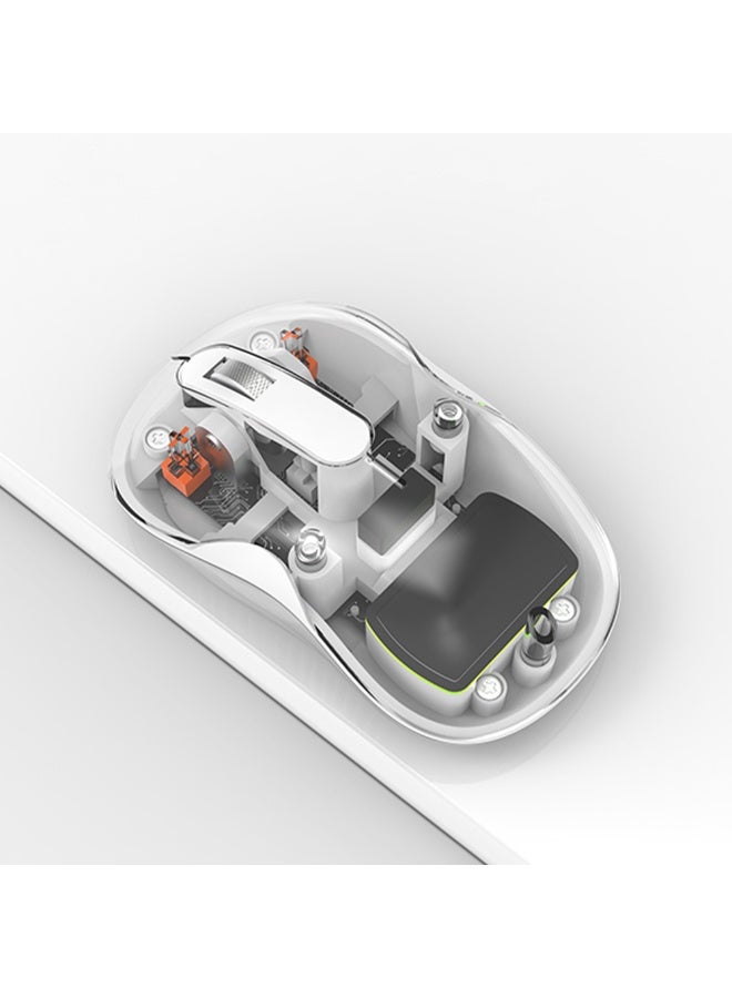 Wireless Bluetooth Gaming Mouse for Windows, Mac, IOS, Android, Slim Transparent Dual Mode (Bluetooth 5.1 + USB 2.4Ghz) Mouse with USB Receiver, 1200 DPI, White  - Image 2