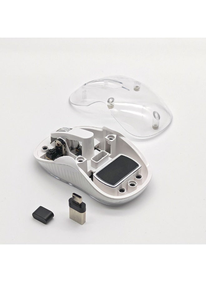 Wireless Bluetooth Gaming Mouse for Windows, Mac, IOS, Android, Slim Transparent Dual Mode (Bluetooth 5.1 + USB 2.4Ghz) Mouse with USB Receiver, 1200 DPI, White  - Image 4
