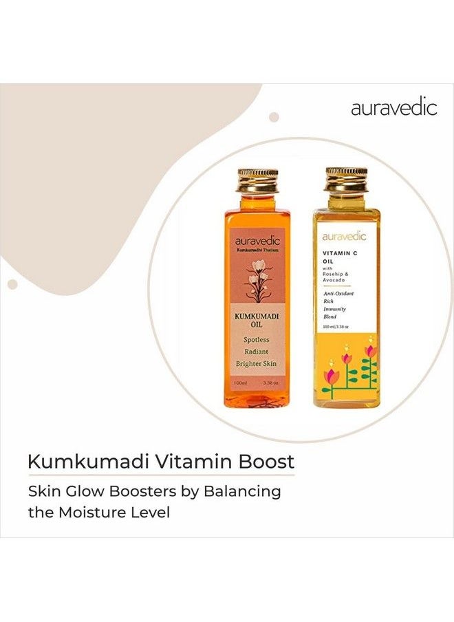 Auravedic - Kumkumadi Vitamin Boost(Combo) With Kumkumadi Tailam/Vitamin C.Kumkumadi Face Oil For Glowing Skin.Vitamin C Serum With Vitamin E Oil/Avocado Oil/Grapeseed Oil/Hyaluronic Acid/Almond Oil - Image 1