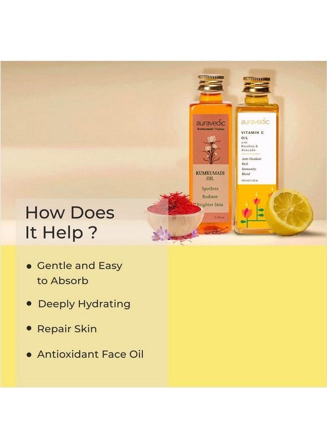 Auravedic - Kumkumadi Vitamin Boost(Combo) With Kumkumadi Tailam/Vitamin C.Kumkumadi Face Oil For Glowing Skin.Vitamin C Serum With Vitamin E Oil/Avocado Oil/Grapeseed Oil/Hyaluronic Acid/Almond Oil - Image 1