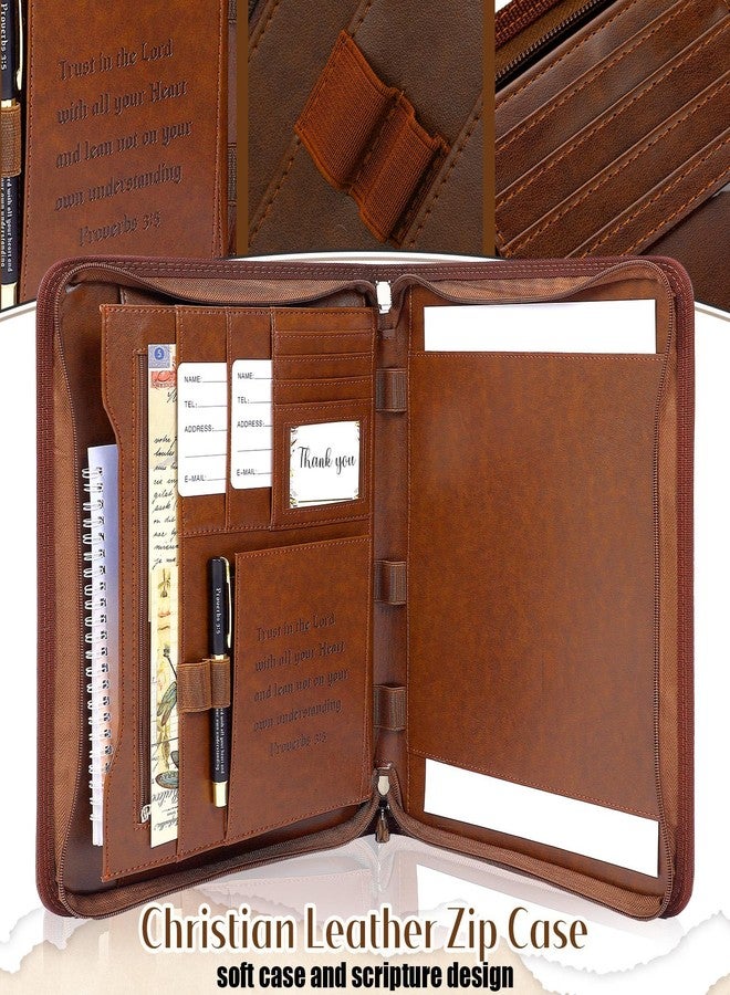 Fuyoooo 3 Pcs Religious Christian Gifts Pastor Appreciation Gifts Leather Portfolio Christian Bible Prayer Journal For Men Women Scripture Pen Notebook Bible Study Supplies(Proverbs 3:5) - Image 5