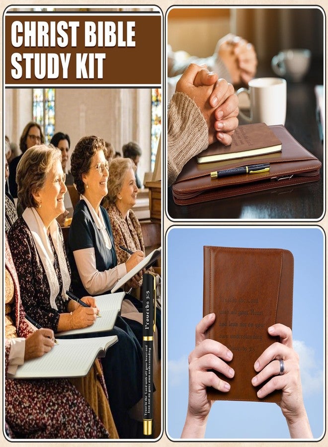 Fuyoooo 3 Pcs Religious Christian Gifts Pastor Appreciation Gifts Leather Portfolio Christian Bible Prayer Journal For Men Women Scripture Pen Notebook Bible Study Supplies(Proverbs 3:5) - Image 4