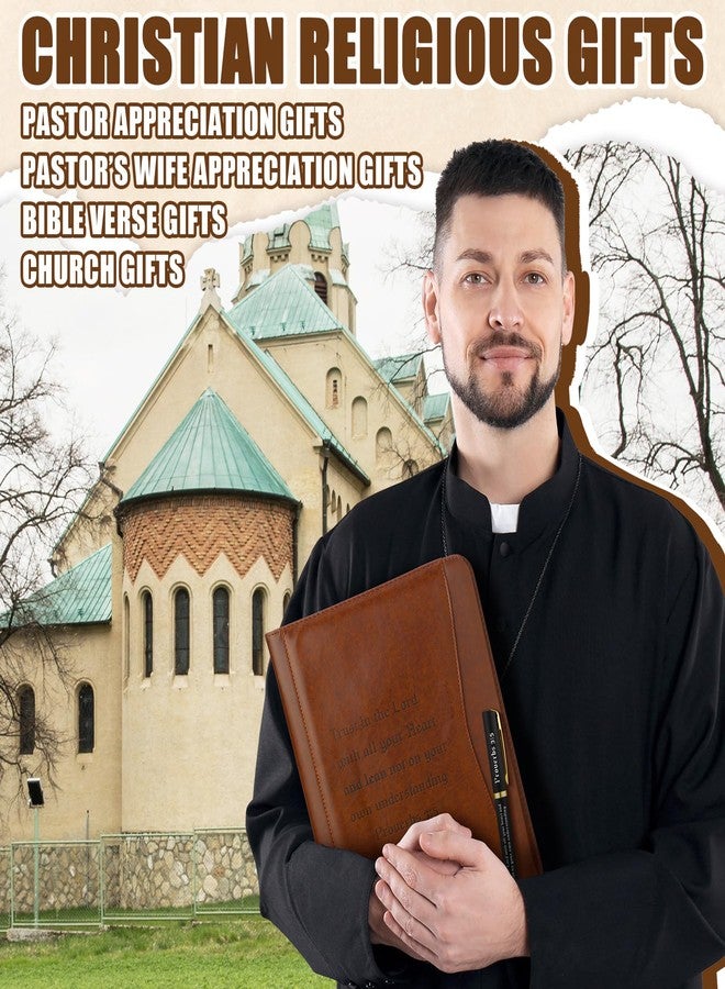 Fuyoooo 3 Pcs Religious Christian Gifts Pastor Appreciation Gifts Leather Portfolio Christian Bible Prayer Journal For Men Women Scripture Pen Notebook Bible Study Supplies(Proverbs 3:5) - Image 3