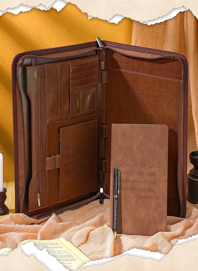Fuyoooo 3 Pcs Religious Christian Gifts Pastor Appreciation Gifts Leather Portfolio Christian Bible Prayer Journal For Men Women Scripture Pen Notebook Bible Study Supplies(Proverbs 3:5) - Image 2