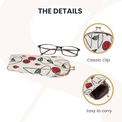 Signare Tapestry Glasses Case for Women Eyeglass Pouch With Charles Rennie Mackintosh Rose Art Nouveau Design (GPCH-RMSP) - Image 4