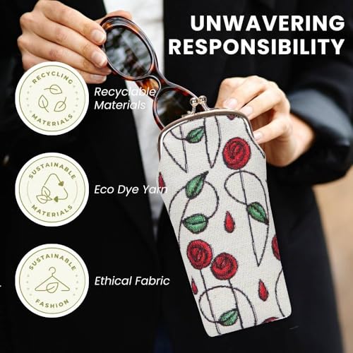 Signare Tapestry Glasses Case for Women Eyeglass Pouch With Charles Rennie Mackintosh Rose Art Nouveau Design (GPCH-RMSP) - Image 5