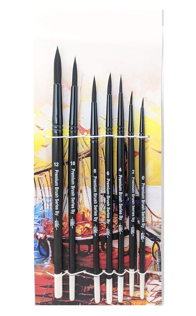 Definite Round Pointed Black Taklon Bristles Brush (Pack of 7 Brushes) - Image 1