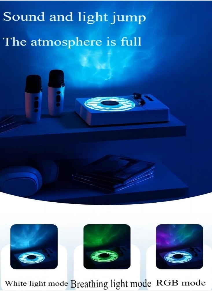 Generic Portable Bluetooth speaker, adult/child karaoke machine, with 2 wireless microphones, portable Bluetooth karaoke speaker, singing machine with echo and vocal clips, water ripple speaker, retro record machine Bluetooth speaker, gift girlfriend  - Image 5