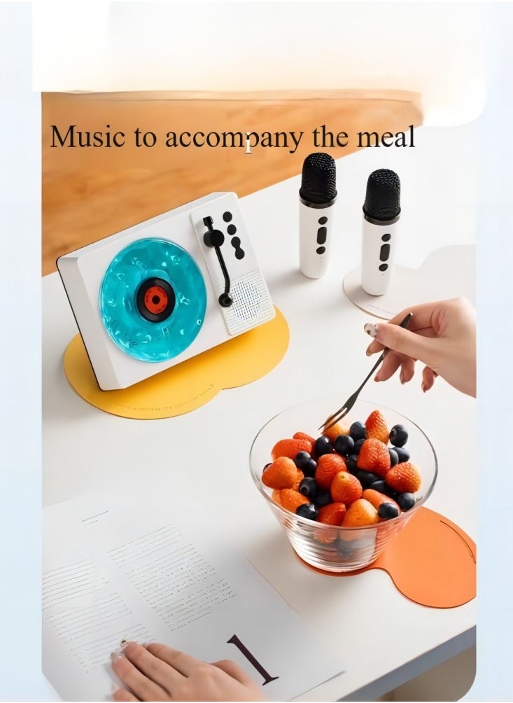 Generic Portable Bluetooth speaker, adult/child karaoke machine, with 2 wireless microphones, portable Bluetooth karaoke speaker, singing machine with echo and vocal clips, water ripple speaker, retro record machine Bluetooth speaker, gift girlfriend  - Image 4