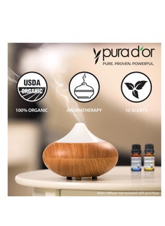Pura d'or PURA D'OR ORGANIC Perfect10 Essential Oils Set - 10x 10mL Wood Box Aromatherapy Gift Set - 100% Pure Therapeutic Grade For Relaxation and Wellness (Lavender, Peppermint, Eucalyptus, Tea Tree and More)  - Image 5