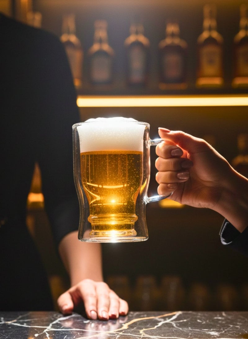 1 تشيس كوب بيرة مزدوج الجدار 650 مل - كوب زجاجي معزول من زجاج البوروسيليكات (قطعة واحدة)كوب بيرة مزدوج الجدار 650 مل - كوب زجاجي معزول من زجاج البوروسيليكات (قطعة واحدة) - Image 2