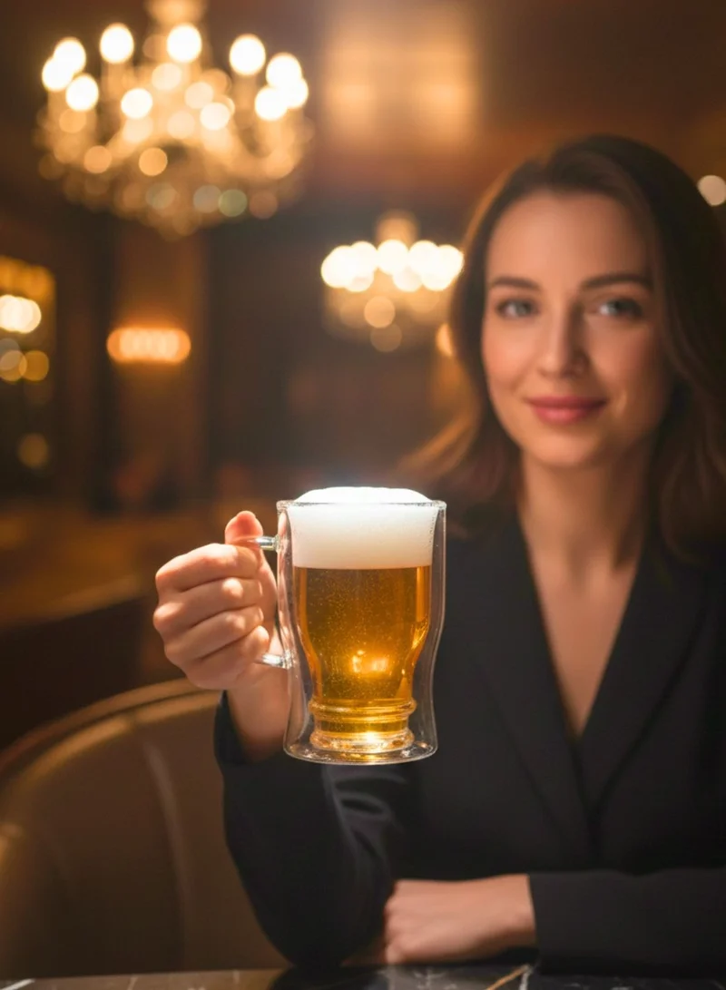 1Chase  Double Wall Beer Mug 650ml – Insulated Borosilicate Glass Mug (1 Pc)  | Best Price UAE