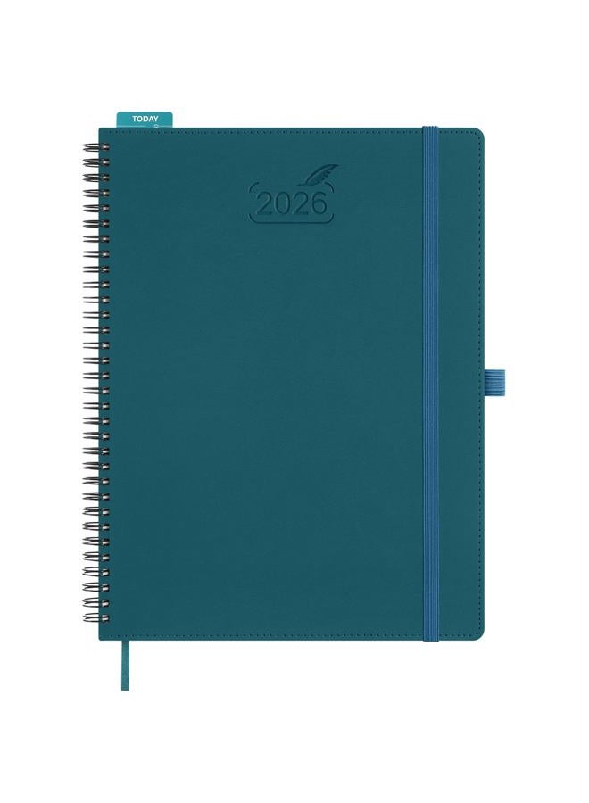 BEZEND Planner 2026 Weekly and Monthly, 8.5" x 11" Calendar with Notes (Jan-Dec 26) Vertical Daily Appointment with Hourly Timeslot & Monthly Tab, Spiral, PU Leather Softcover - Dark Green - Image 1